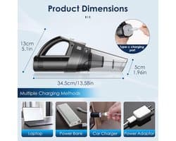 Draadloze Mini Stofzuiger voor Auto en Thuis - Oplaadbaar en Lichtgewicht