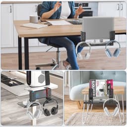 3-in-1 Laptop Houder Met Kabelbeheer en Hooftelefoonhaakjes - Verstelbare Onder-Bureau Organizer voor Thuis en Kantoor — thumbnail 4