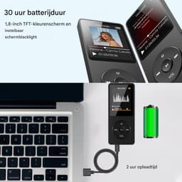 Ynkkvre - MP3-Speler met Bluetooth 4.2 - FM Radio - Dicatafoon - E-Book Functie - 32GB Opslag - 30 uur speeltijd — thumbnail 3