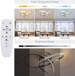 Dimbare Led-plafondlamp met Afstandsbediening - Modern en Functioneel - 36W - 3000K-6500K - Geschikt voor Woonkamer en Eetkamer — thumbnail 2