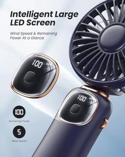 Draagbare Handventilator 4000 mAh - 3-in-1 Multifunctionele Reisventilator met Digitaal Display - Opvouwbare Bureauventilator met 5 Snelheden — thumbnail 3