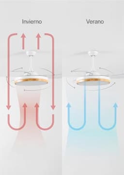 Plafondventilator met Licht en Afstandsbediening, Houtkleurige Design, 108 cm, Stille 40 W Motor, Intrekbare Bladen, 6 Snelheden, Timer en Wifi — thumbnail 4