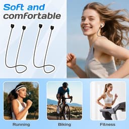 4 stuks Magnetisch anti-verlieskoord voor Bluetooth-oortjes - Supersterke magneet - Anti-verlieskoord voor Bluetooth-oortjes - Siliconen sportkoord - 70 cm × 1 cm × 0,5 cm - Geschikt voor sport en woon-werkverkeer - Zwart, wit — thumbnail 3