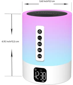 GELLDG Bluetooth-luidspreker - met licht - Witte ruisgenerator - Wekker met licht - Touchscreen - Dimbaar - Nachtlampje - met wekker - Een cadeau voor meisjes, jongens, kinderen, tieners en vrouwen — thumbnail 4