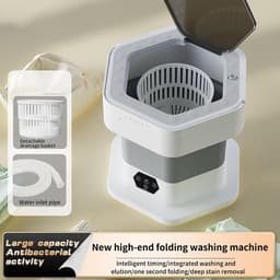 Draagbare wasmachines, draagbare wasmachines en drogers, kleine opvouwbare wasgoed voor reizen, grote opvouwbare mini-wasmachine voor appartementen, slaapzalen, campings, campers - grijs — thumbnail 5
