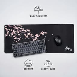 Grote Muismat 80x30 | Gaming Muismat | Zwart | XXL | Antislip | Desktop Mat | Computer Mat | Japanse blossom — thumbnail 6