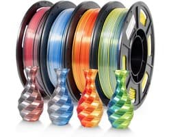 Dual Color Silk PLA Filament 1.75mm - 4 Spools of 250g in Various Colors