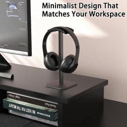 Koptelefoon Houder - Headset Stand - Aluminium - Koptelefoon Haak - Headset Houder - Universele - Voor Op Je Bureau - 10x10x24.5cm - Zwart — thumbnail 3