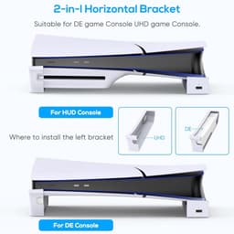 Geschikt voor PS5 Slim console horizontale standaard met 4-poorts USB hub oplaaddock accessoire, Geschikt voor PlayStation 5 Slim disc drive en digitale editie - wit — thumbnail 2