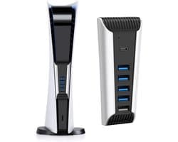 De USB-hub is een snelle USB-poortverlenger met vier USB 2.0-poorten, één USB 3.1-poort en één oplaadpoort. Hij is Geschikt voor PS5-accessoires en kan ook worden gebruikt USB-verlengadapter voor de PlayStation UHD en Digital Edition-consoles.