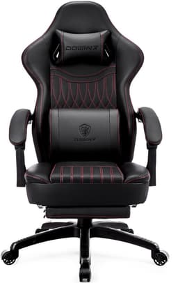 Dowinx Gamingstoel - Ergonomische Bureaustoel PU Leer - Met Voetsteun - Massage Lendensteun - Inclusief Zitkussen - Zwart — thumbnail 1