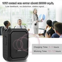 MELVRA Bluetooth Spraakversterker - Draagbare Microfoon met Headset - 18W - 4400mAh Accu - 12 Uur Speeltijd - Waterbestendig - Stemversterker voor Leraren & Gidsen - Binnen/Buiten — thumbnail 4
