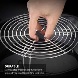 RVS Stoomrek - 2 Stuks - Ovenrooster - Ronde Stoomrek - 7 cm hoog - Magnetron Rek - Kookspullen - Stoommandr - Keukenonderzetter - kookrek dumpling - stoomrek - voor snelkookpannen en airfryers - 16 x 16 x 7 cm — thumbnail 3