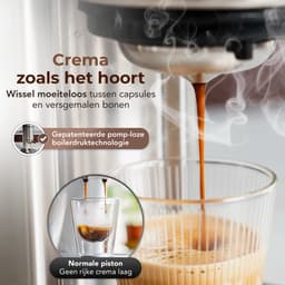 LunaSea® LunaPress - Espressomachine - Boiler Pressure Technology - Pistonmachine - RVS - Geschikt Voor Koffiecups - Inclusief Ontkalkingstabletten — thumbnail 5
