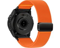 Stravo Nylon Bandje met Magneet voor Garmin Fenix 5 (Plus)/Fenix 6 (Pro)/Fenix 7 (Pro-Sapphire-Solar)/Fenix 8-47mm/Fenix E-Garmin Epix (Pro) Gen 2-47mm - Quickfit 22 / 22mm band voor Garmin smartwatches - Verstelbaar Horlogebandje - Oranje