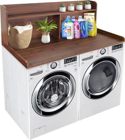 Royxen Wasaanrecht met plank universele pasvorm, wasmachine en droger aanrecht met opslagruimte, plankhoogte 50 cm, walnootkleur — thumbnail 1