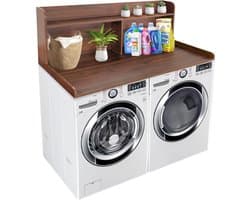 Royxen Wasaanrecht met plank universele pasvorm, wasmachine en droger aanrecht met opslagruimte, plankhoogte 50 cm, walnootkleur