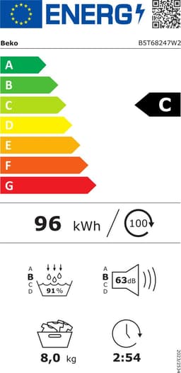 BEKO B5T68247W2 Warmtepompdroger RAPIDRY Selecive 8KG A+++ — thumbnail 3