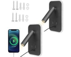 Bedleeslamp met USB-oplaadpoort - Draaibare Wandlamp voor Leeslicht en Wandverlichting