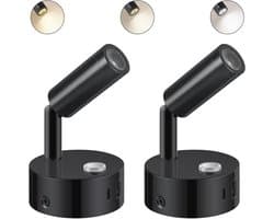 Dimbare LED Leeslamp 12V voor Camper - Touch Schakelaar, USB A & C Aansluitingen, 3000K-6000K Variabele Kleurtemperaturen