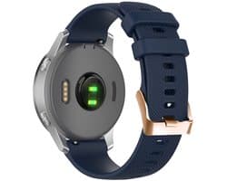 Stravo 18mm Siliconen Smartwatch Bandje - Geschikt voor Garmin Vivoactive 4S / Vivomove 3S / Venu 2S / Venu 3S / Venu 4 41mm / Forerunner 255S / 265S - Siliconen horlogebandje voor Huawei Watch GT 5 (42mm) / GT 5 Pro 42mm / GT 6 (41mm) - Donkerblauw