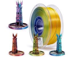 Satijnen PLA Filament 1.75mm voor 3D Printer Regenboog Kleuren 1kg