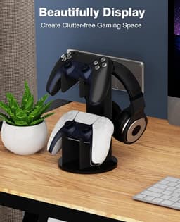 Standaard voor Gamecontroller en Koptelefoon, 2 in 1 Houder voor Spelaccessoires, Zwart. — thumbnail 3