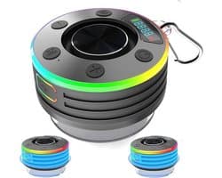 Waterdichte Bluetooth Douche Speaker met FM Radio, Tijd en RGB Lichtshow