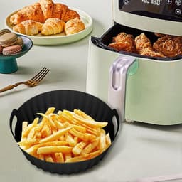 Vierkante bakvorm voor airfryer - Siliconen bakvorm - Gezond frituren - Energiebesparend keukenapparaat - Maak gemakkelijk knapperig eten - Geschikt voor groenten, vlees en snacks - Gemakkelijk schoon te maken - Set van 2 stuks 20,5 × 20,5 × 5 cm — thumbnail 2