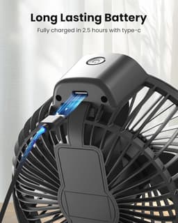 Draagbare Clip-on Ventilator - Mini USB Ventilator met 3 Snelheden en LED Display - 360° Draaibaar Persoonlijk Koelsysteem voor Op Bureau — thumbnail 3