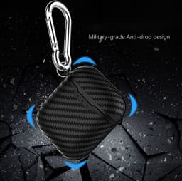 Shieldcase Black Stripe Case - beschermhoes geschikt voor Airpods 2 Case - hoesje met carbon print - zwart — thumbnail 3