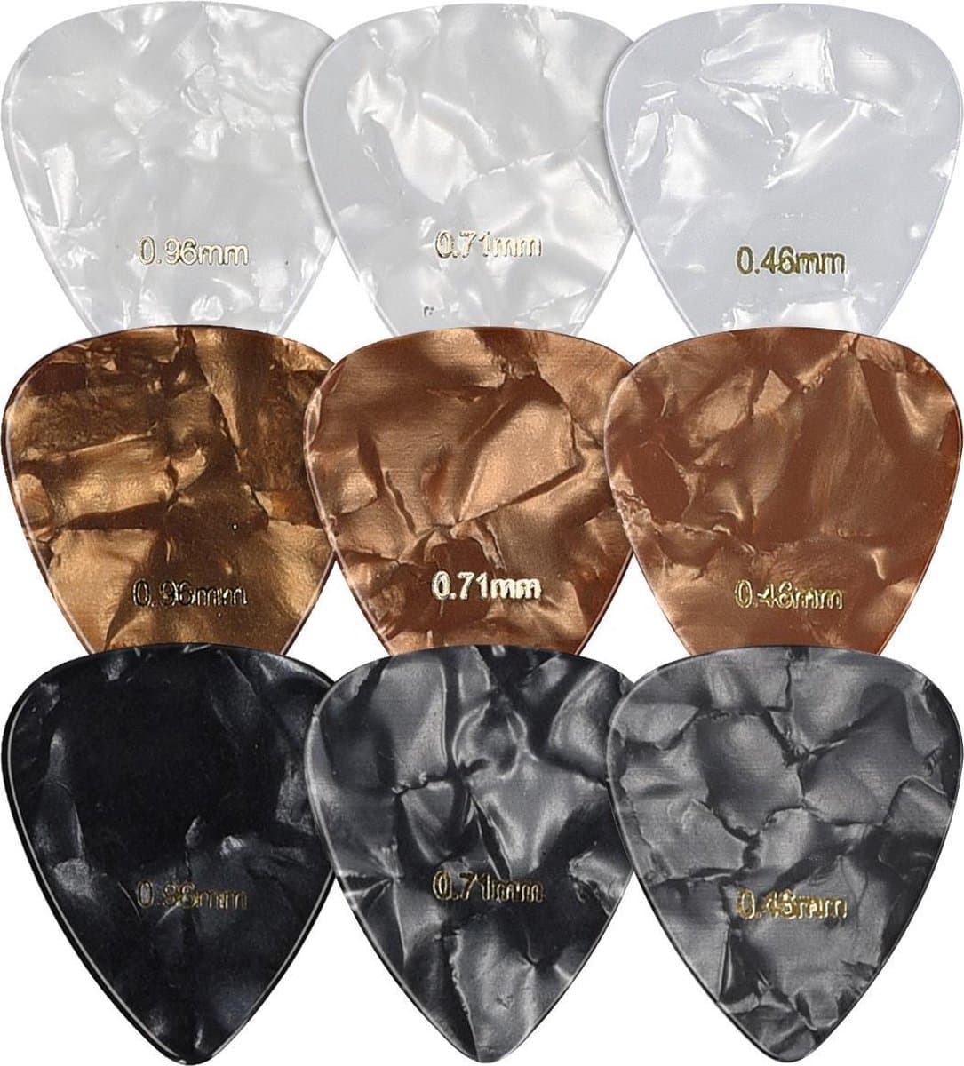 kwmobile gitaar plectrums - Verschillende diktes - Voor akoestische-, elektrische- en basgitaren - Plectrumset - 9 stuks — afbeelding 1