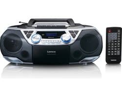Lenco SCD-720SI - Draagbare DAB+ Radio met Bluetooth, CD-speler en Cassette - Stereo Boombox - Netstroom & Batterijen - Zilver