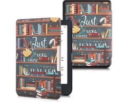 kwmobile e-reader hoesje geschikt voor Tolino Shine 3 hoes - E reader flip case met magnetische sluiting - Ereader cover - bibliotheek design in meerkleurig