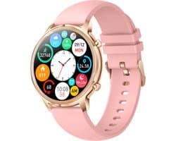 Belesy® TIRANA – Smartwatch Dames – Smartwatch Heren – Horloge – 1.32 inch Touchscreen Kleurenscherm – Stappenteller – Calorieteller – Hartslagmeter – Bloeddrukmeter – Zuurstofgehalte – Multisport – Slaap Monitor – Roze - Moederdag