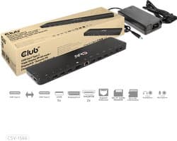Club 3D USB-C®5Gbps Drievoudige Display DP Alt-modus Displaylink Dynamic PD Oplaad Dock met 120 Watt PS