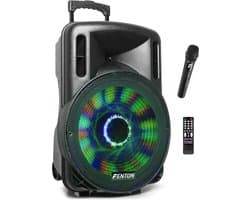 Party speaker Bluetooth - Fenton FT15LED - 800 Watt - partybox speaker op accu - incl microfoon - karaoke set