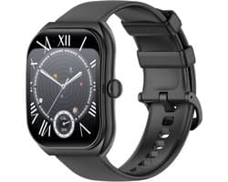 Knobbout 2.01” Smartwatch met Gebogen Scherm – Bluetooth Bellen, Hartslag & Slaapmonitoring, IP68 Waterdicht, 350mAh Batterij | Voor Sport & Gezondheid - Zwart