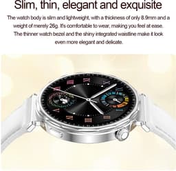Knobbout 1.6” Elegant Design Smartwatch met Bluetooth Bellen – AI Spraakassistent - Muziekbediening - Vrouwelijke Gezondheidszorg - Sporttracking- Multifuntioneel Horloge - Gouden staal + silicone band — thumbnail 5