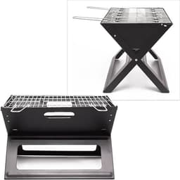 SMH LINE® Opvouwbaar Houtskool Barbecue - Draagbaar BBQ - Draagbare Camping Grill - 45 x30x35cm - RVS - Incl. Roosters — thumbnail 2