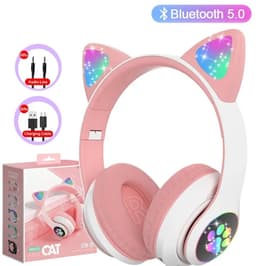 Je Huis Kinder Bluetooth Hoofdtelefoon Kattenoortjes LED Flitslamp Draadloos Stereo Met Microfoon TF-kaart Ondersteuning Opvouwbaar Verjaardagscadeau — thumbnail 1