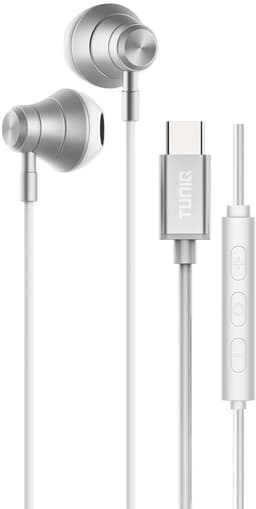 TUNIQ Bedrade Oortjes USB-C - Zilverkleurige Aluminium Oordopjes met Microfoon - Heldere Geluidskwaliteit, Diepe Bas en Comfortabele Pasvorm - Geschikt voor Samsung, Xiaomi, OnePlus en meer — thumbnail 1