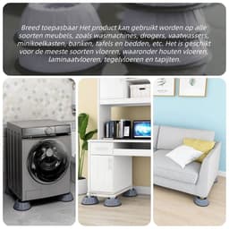 8-delige voetsteunen voor wasmachines - voor schokbestendigheid, bescherming tegen loopgeluiden en geluidsreductie - grijs — thumbnail 2