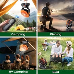 Campingventilator met LED-lantaarn - Oplaadbare 20.000 mAh Ventilator met Afstandsbediening en Haak - 270 Graden Draaibaar en Instelbare Snelheid voor Binnen en Buiten — thumbnail 1