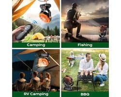 Campingventilator met LED-lantaarn - Oplaadbare 20.000 mAh Ventilator met Afstandsbediening en Haak - 270 Graden Draaibaar en Instelbare Snelheid voor Binnen en Buiten