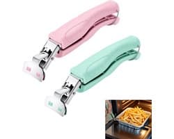 Bowl Gripper Clip - RVS Keuken - 2 pcs Retriever Tongs - Met Anti-Slip pp Handgreep voor Air Fryer - Voor Het Optillen van Heet Etenswaren - Roestvrij Stalen Kom Gripper Clip - Antislip Retriever Tongs Voor Stomer - 2 stuks - Roze + Groen