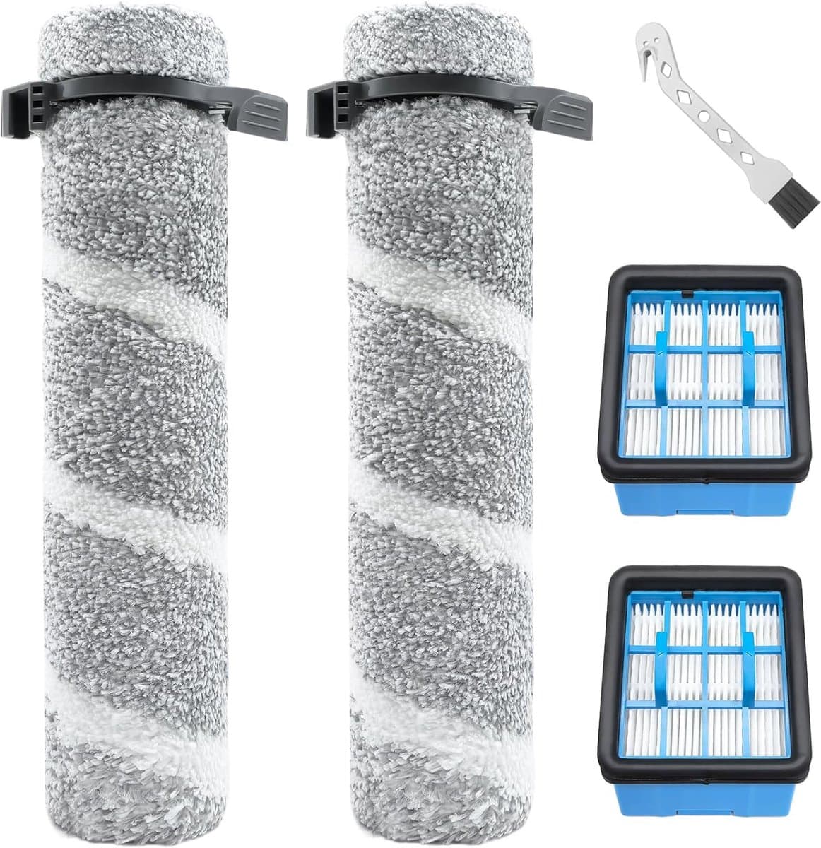 Geschikt voor Reserveonderdelen voor Bissell CrossWave OmniForce Edge stofzuigers 4076, 4087, 4000, 4006, 4007, 4008, 4017, 3912, 3999, accessoireset 2 borstelrollen + 2 filters — afbeelding 1