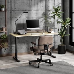 SENSE7 NOJO LIGHT - Zit Sta Bureau - 140 cm x 70 cm - Elektrisch bureau - Verstelbare bureau - Elektrische Hoogteverstelling - Hoogte 72-118 cm - Intelligent Bedieningspaneel - Lichtbruin-zwart — thumbnail 3