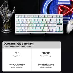 EPOMAKER G84 - Wit - Mechanisch Draadloos Toetsenbord - RGB - 80% - Qwerty - Gaming Keyboard - Transparent Switch — thumbnail 3