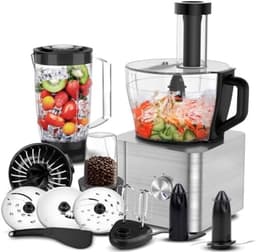 Multifunctionele Keukenmachine 1100W met 3,2L Mengkom, Blender, Hakmolen, Deegkneden, Citruspers en Garde - Zilver — thumbnail 1